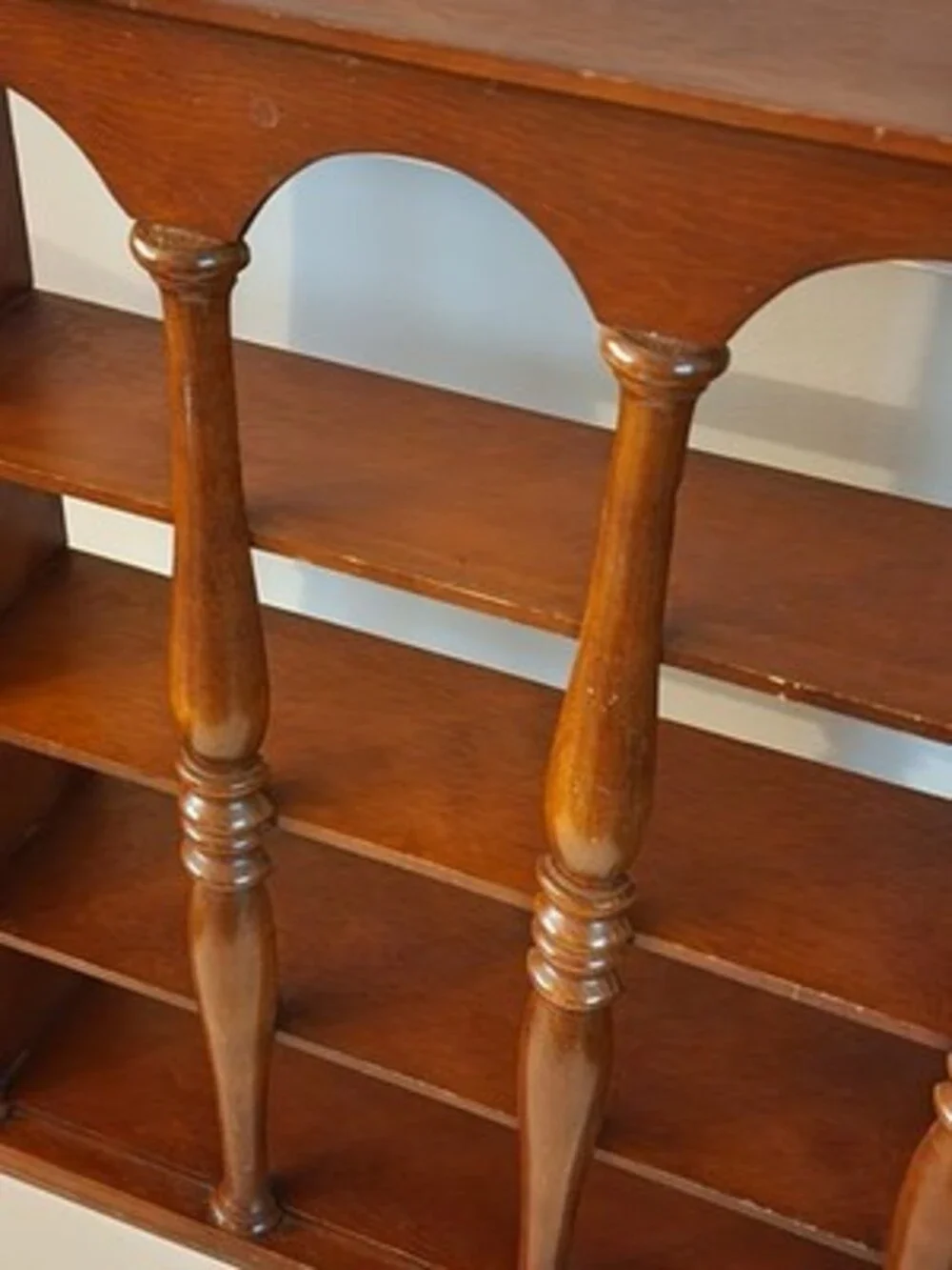 Solid Wood Cup Wall Shelf Spindle And Arch Design Holds 12 Cups